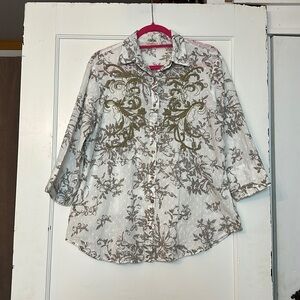 antica sartoria button down 100% cotton with embroidery blouse